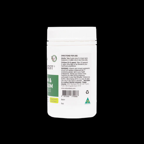 Calcium & Magnesium plus K2 & D3 (Lemon-Lime) 150g powder-Matakana Pharmacy